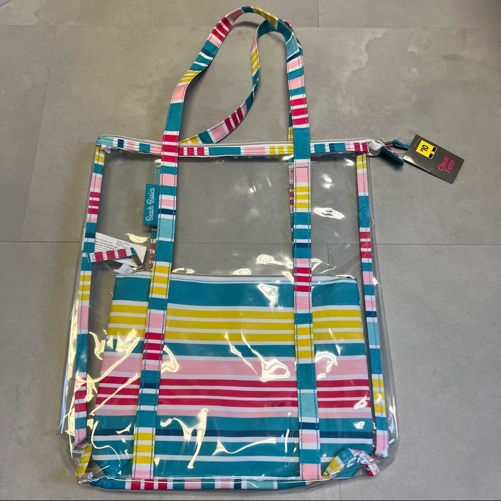 Beach basics striped clear tote